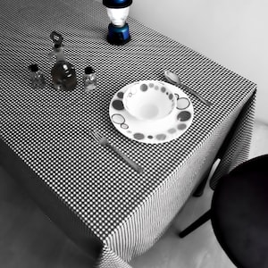 Black And White Gingham Table Cloth , Picnic Table Cloth , Garden Table Cloth , Colurful Table Cloth, Dining Table Cloth, Square Table Cloth