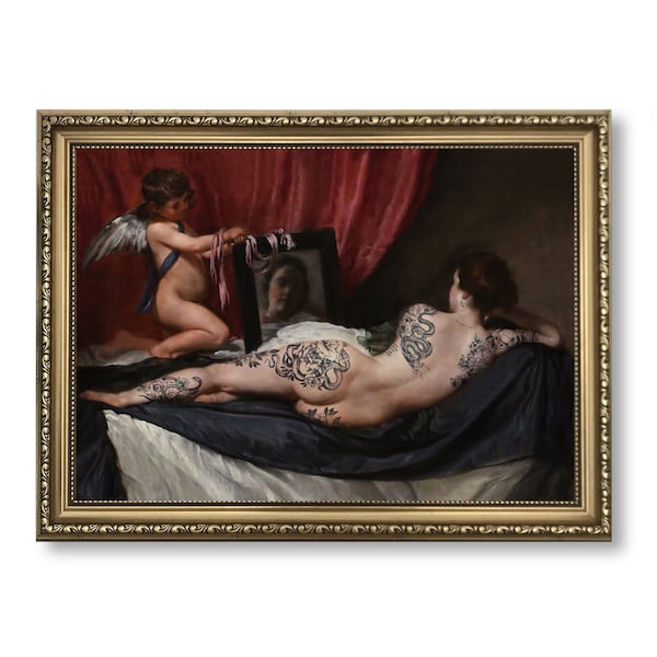 Tattooed Venus Print – Altered Vintage Painting, Funny Art