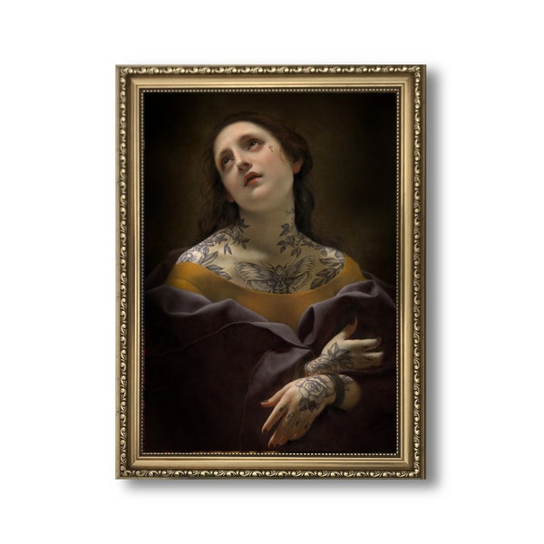 Tattoo Heroine Art Print - Altered Vintage Painting
