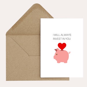 Invest In You - Tarjeta de San Valentín, Crypto, Finanzas, Acciones, Divertido, Criptomoneda, Aniversario - 7x5 "in con sobre marrón incluido