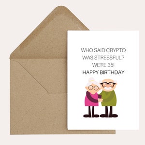 Crypto stressant - Carte crypto, drôle, finance, trader, crypto-monnaie, anniversaire, trading - 7x5 « in avec enveloppe brune incluse