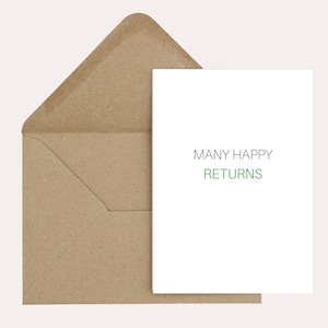 Happy Returns - Cartão criptográfico, Feliz Aniversário, Engraçado, Finanças - Criptomoeda, Ações, Negociação - 7x5" com envelope marrom incluído