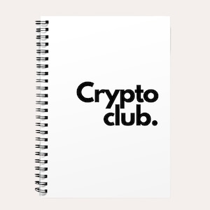 Crypto club - A5 or A4 Spiral Crypto Notebook, Trading Journal, Lined Or Graph Paper, Cryptocurrency, Gift For Him Her, Finance Notepad