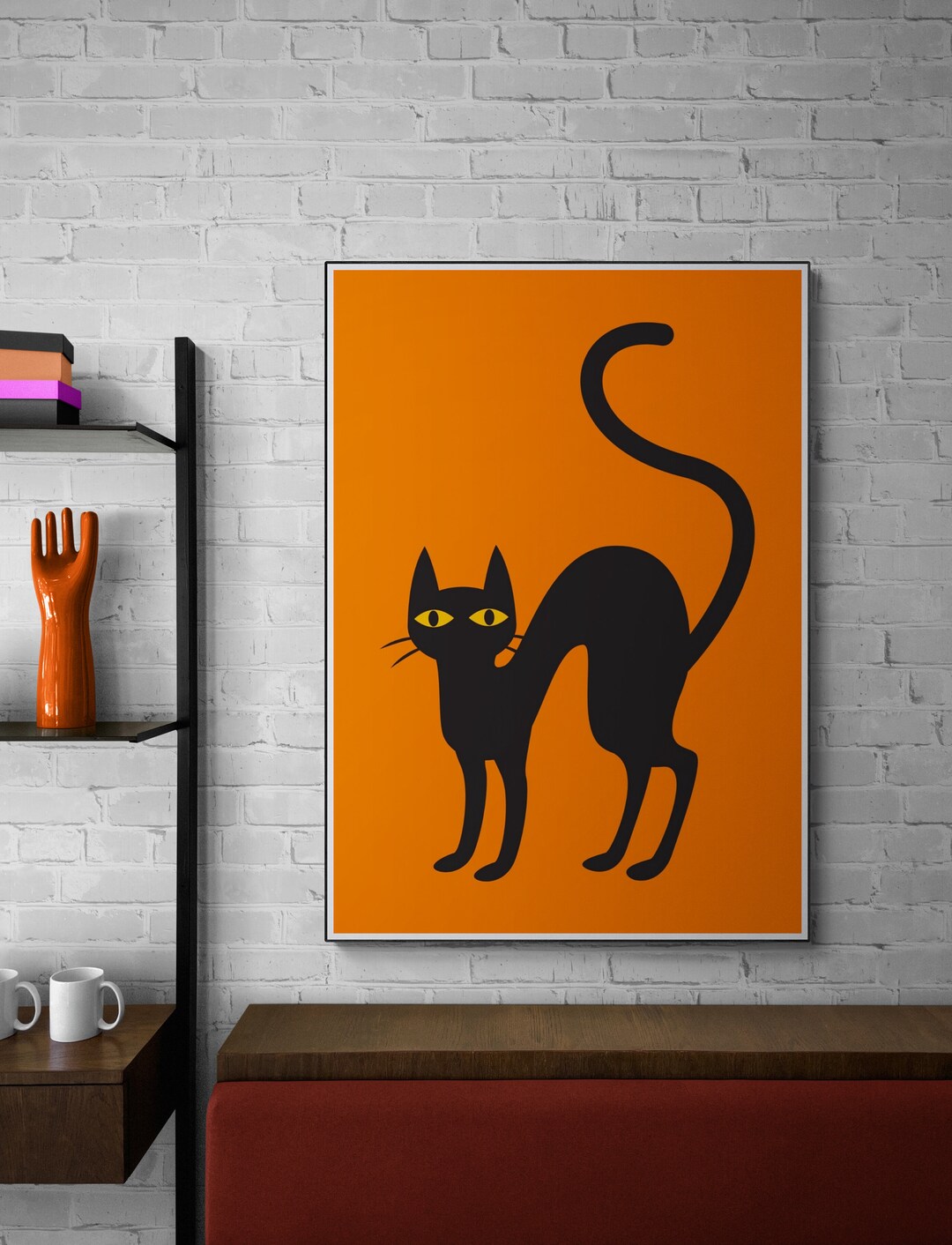 black-cat-orange-halloween-art-print-black-cat-a5-or-a5-art-print
