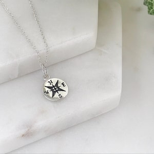 Compass Necklace - Sterling Silver Necklace - Compass Jewellery - Silver Compass