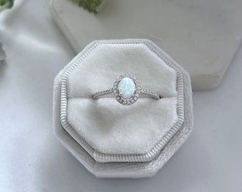 White Opal Ring - Opal Ring - Sterling Silver Ring - Stacking  Ring - Thumb Ring - Gift for Women