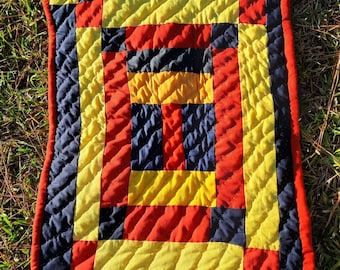 Handsewn Quilt, Handstitched Quilt, Wall Art, Quilted Throw, Gee's Bend Quilt