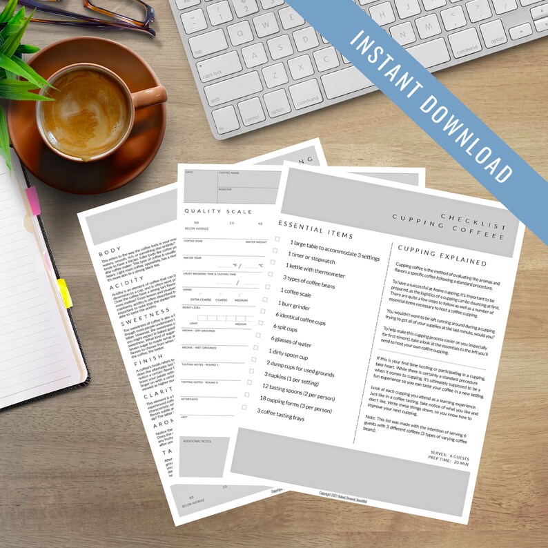 Coffee Cupping Forms Printable PDF With Coffee Tasting Guide & Etsy