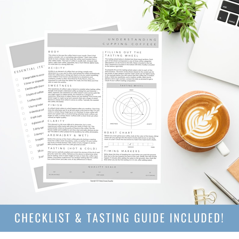 Coffee Cupping Forms Printable PDF With Coffee Tasting Guide & image 1