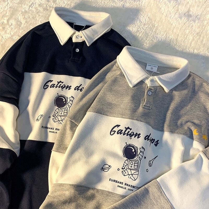 Vintage Astronaut Collared Pullover - Etsy