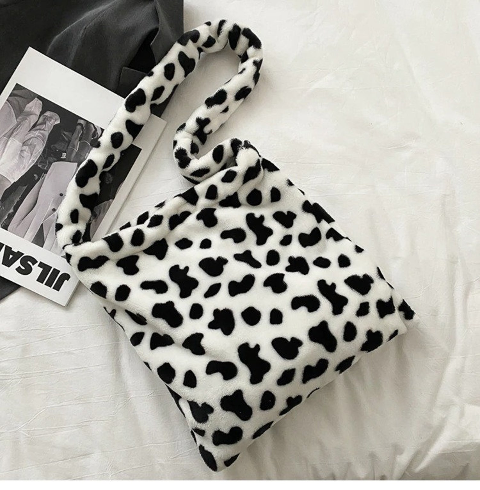 cow print canvas bag