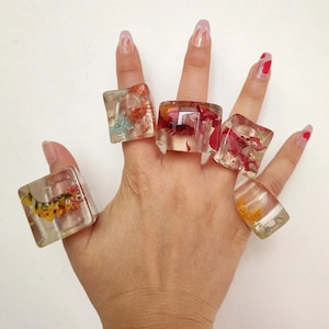 Statement Chunky Large Flower Resin Ring