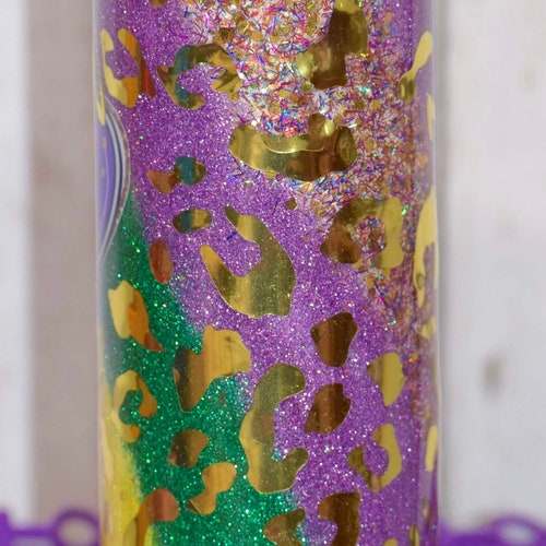 mardi gras wine tumbler