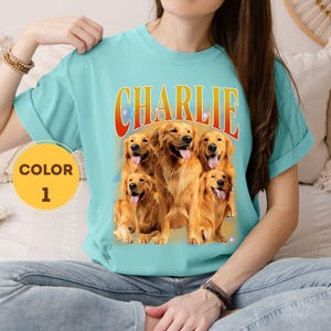 Father's Day or Mother's Day pet gift idea: a custom-designed bootleg shirt featuring your favorite pet's photos.