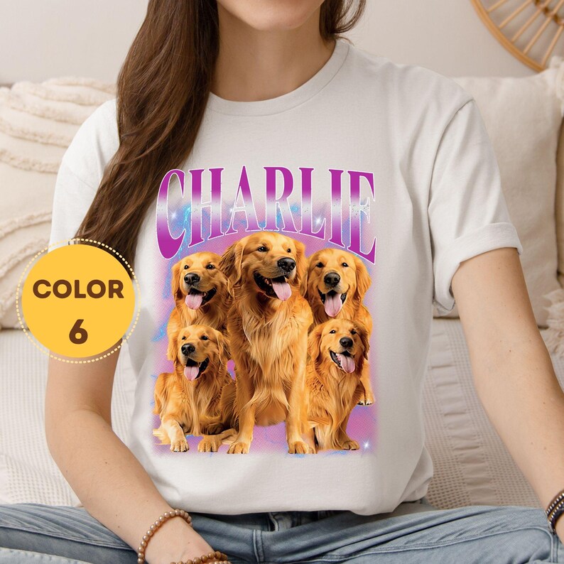 Custom Golden Retriever dog breed bootleg shirt, perfect for pet lovers looking for vintage-style graphic apparel.