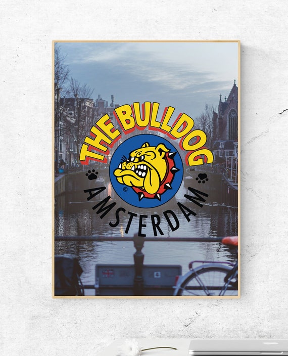 The Bulldog Amsterdam Hotel Bar Smoke Shop - Poster Print A5 A4 A3 -  Creative High Quality Illustrated Print