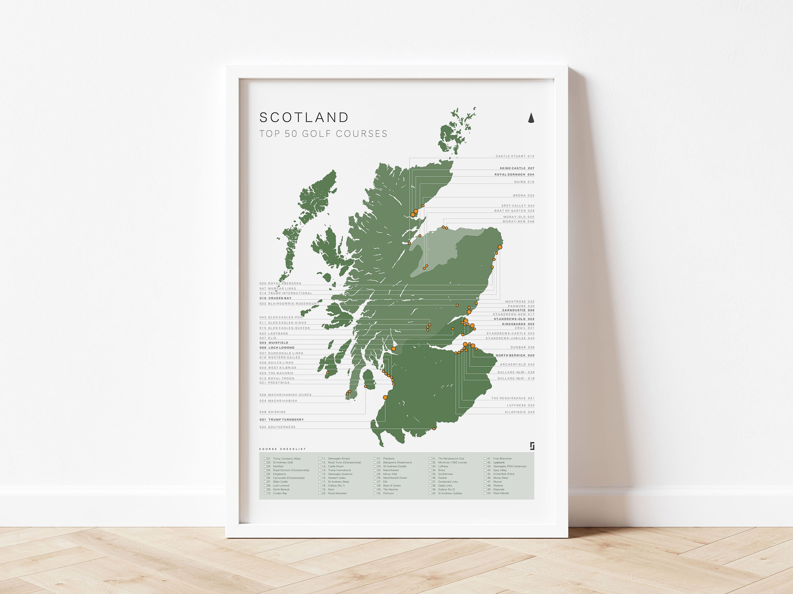 Scotland Golf Map Checklist Top 50 Courses golf Gift Golf - Etsy
