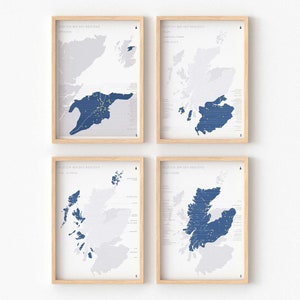 4x Schottland Whisky Landkarte 2023. Whisky Geschenk. Whisky Kunst. Weihnachts-Whisky-Geschenk