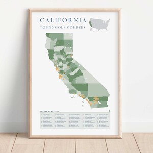 California Golf : carte verte des 50 meilleurs terrains de golf de l'État