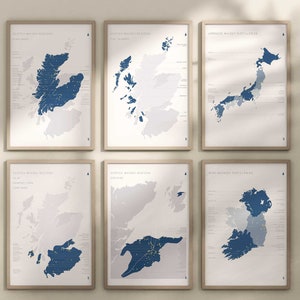 6x Whisky Weltkarte 2023 . Japanischer Whisky Whisky Kunst. Irische Whisky Karte. Whisky Geschenk.