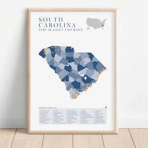 Blue Map of South Carolina's Top 50 Courses