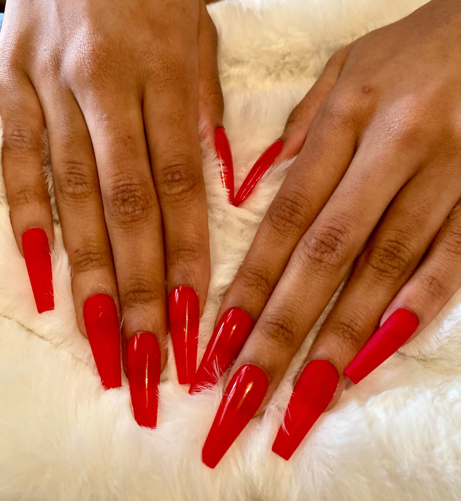 Ruby Red Long Press Ons Glossy And Matte Nails Fake Nails | Etsy