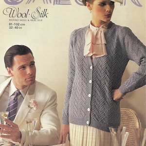Knitting Pattern, Vintage Ladies Jaeger Silk Cardigan, PDF Knitting Pattern, Ladies knitting patterns, Digital Download, Ladies Cardigan