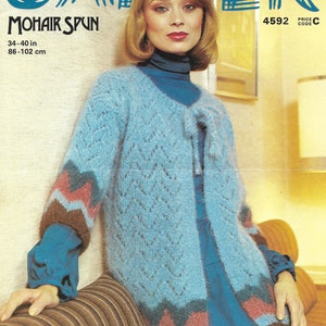 Mohair Knitting Pattern, Vintage Ladies Jaeger Mohair cardigan, PDF Knitting Pattern, Ladies knitting patterns, Digital Download, Mohair,