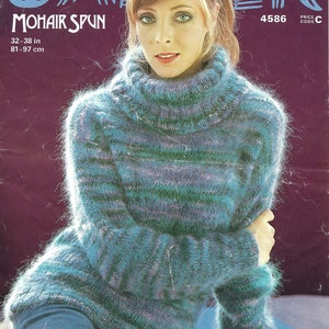 Mohair Knitting Pattern, Vintage Ladies Jaeger Mohair Polo Jumper, PDF Knitting Pattern, Ladies knitting patterns, Digital Download, Mohair,