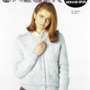 Mohair Knitting Pattern, Vintage Ladies Jaeger Mohair Cardigan, PDF Knitting Pattern, Ladies knitting patterns, Digital Download, Mohair,