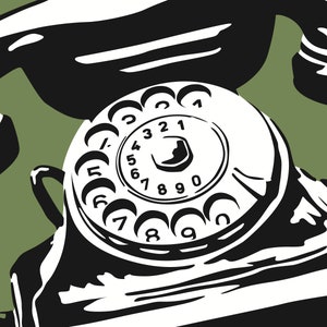 Green Retro Telephone Illustration Print