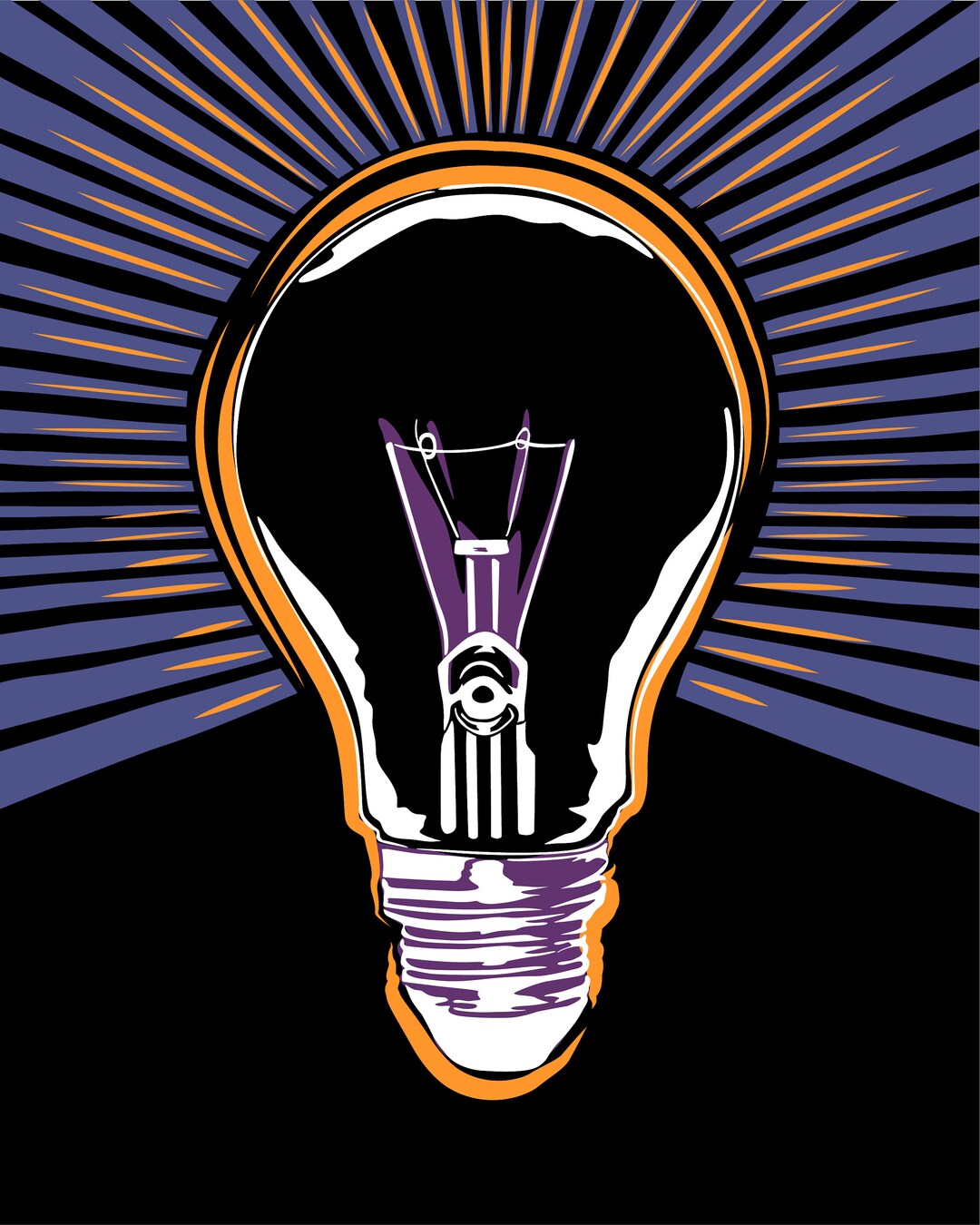 Lightbulb Pop Art Illustration Print Etsy