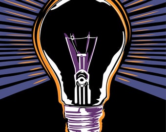 Lightbulb pop art illustration print