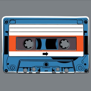 Orange Cassette Tape Illustration Print