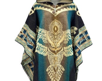 Wise Owl Native Alpaca Poncho | Handmade | unique Clothing | Christmas gift idea|