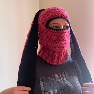 Crochet Bunny Balaclava, Ski Mask, Ski Mask Balaclava, Cosplay Mask,Custom Mask, Bunny Ear Balaclava