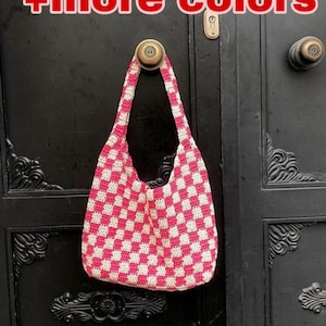 Crochet Checkered Bags, Crochet Bag, Crochet Shoulder Bag, Checkerboard Bag, Crochet Tote Bag, Crochet Purse, Cute Trendy Bag, Christmas