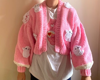 Hand-knitted Ghost Cardigan - Halloween Sweater - Dark Academia
