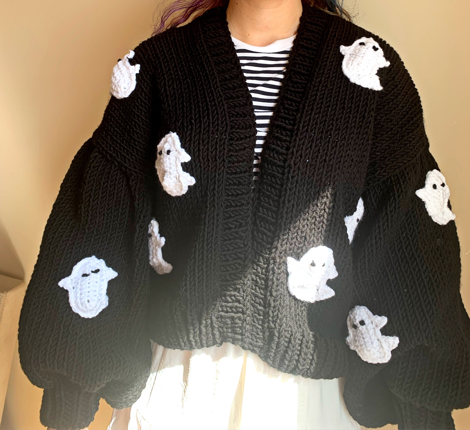 Ghost Halloween Knit Cardigan Handknitted Halloween Sweater Etsy