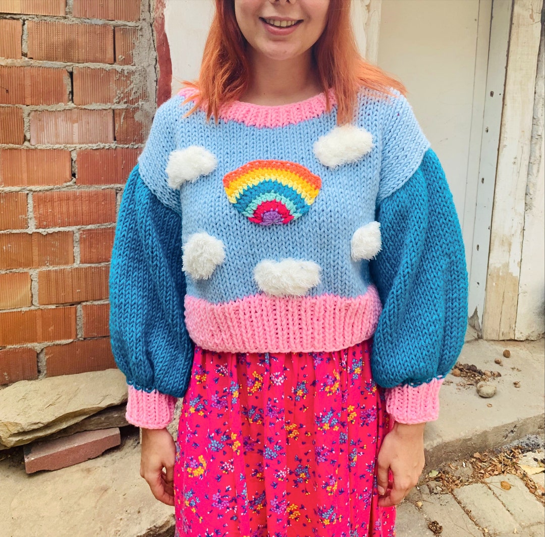 Chunky Cloud Sweater Crop Knitted Sweater Kawaii Clothes for - Etsy