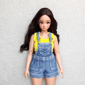 Pear Body Smart Doll Denim Short Overalls