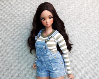 Pear Body Smart Doll Gescheurde Denim Korte Overalls