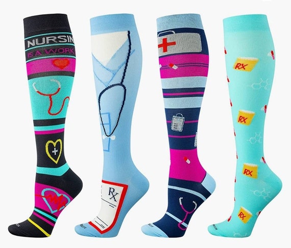Nurse Compression Socks Fun Socks 15-20 Mmgh Travel Nurse - Etsy Australia