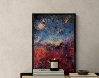 Crimson Skies | Abstract Fine Art Print | Textured Landscape Wall Art