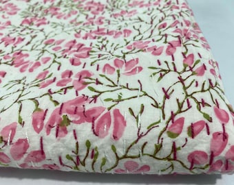 Rosa Kantha Quilt, handgefertigte Baumwollblock Print Tagesdecke, indische botanische Kantha Decke, Boho Bettwäsche werfen, hergestellt in Jaipur, Indien