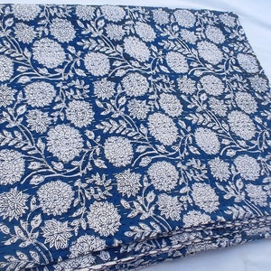 Blue White Flowers Kantha Quilt Hand Stitched cotton quilt kantha throw Blanket Bedspread Blue Quilt Blue king size blue and white quilts