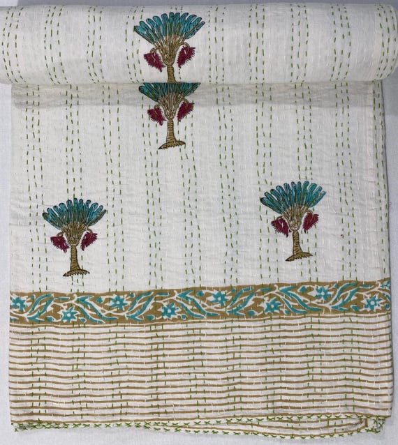 マルチカバー カラー カントリー パッチワーク風 田園風 パームツリー