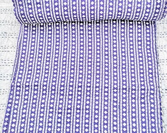 Cotton Throw Blanket Purple Geometric Kantha Quilt, Lavender Block Print Bedspread, Handmade , Boho Reversible Quilt