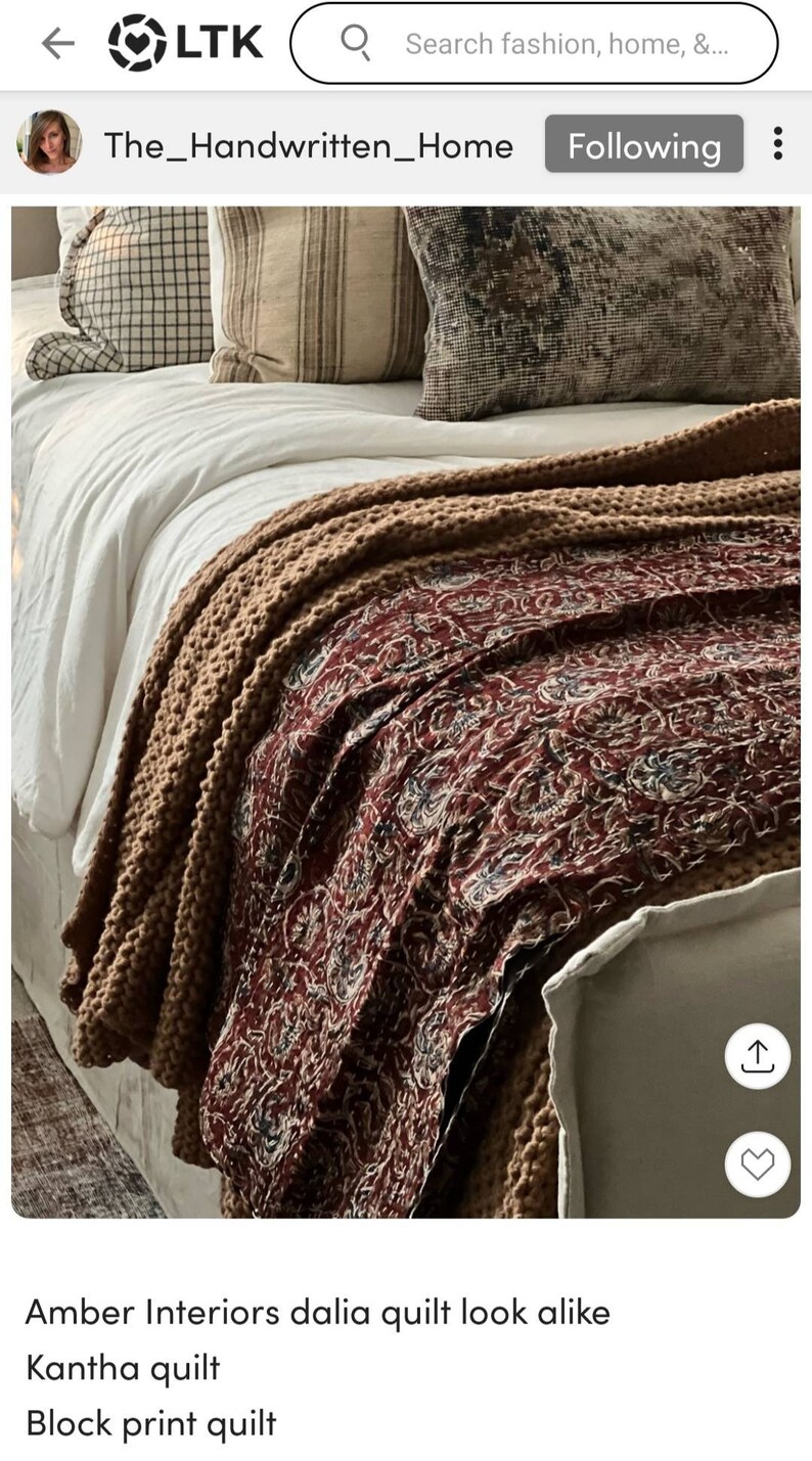 Queen Size Bedspread Quilt Indian Handblock Print Bedspread or - Etsy