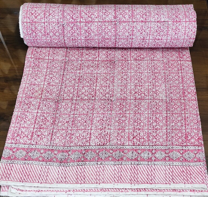Indian Pink Quilt Modern Pink Quilt Full Size Indian Pink Etsy